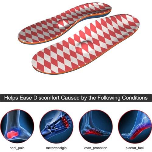 Memory Foam Red Printing Arch Supports Orthotics Shoe Inserts Ease High Arch, Foot Pain For Women and Men Sneaker Shoes