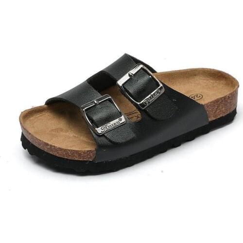 New Summer Boys Slippers For Children Cork Sandals Outdoor Non-slip Soft Leather Girls Beach Shoes kids Fashion Sport Slipp