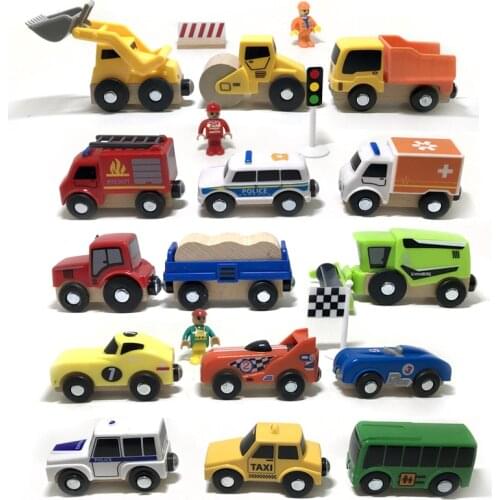Magnetic car toy, racing ambulance scene simulation, engineering vehicle,car hand grip toy,compatible with wooden train tracks