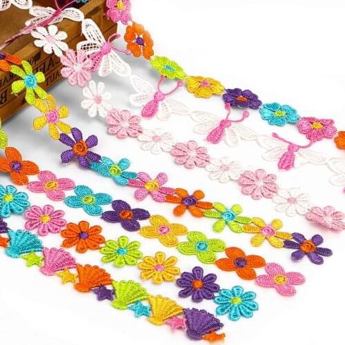 Multiple Styles Polyester Embroidered Flower Lace Trim Wedding DIY Lace Ribbon Love Handmade Sewing Crafts 7LS86