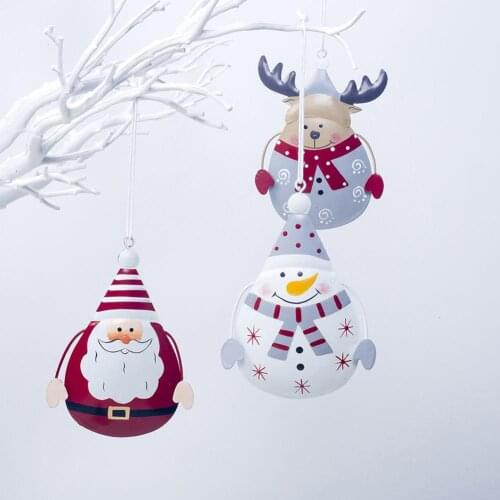 Painted Iron Snowman Elk Pendant Xmas Christmas Tree Ornaments Home Decorations