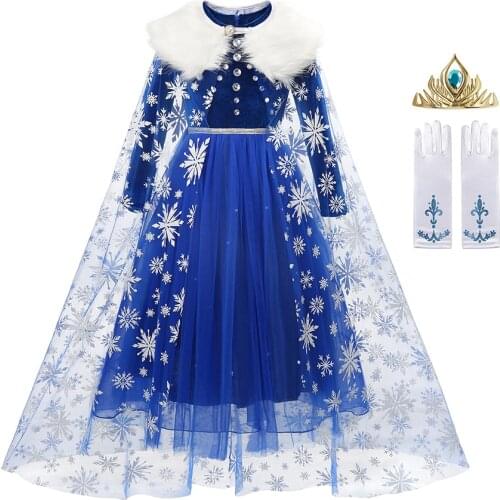 Disney Girls Princess Elsa Dress For Girls Halloween Party Cosplay Costume Frozen Dresses Children Fancy dress Frozen 2 Clothing