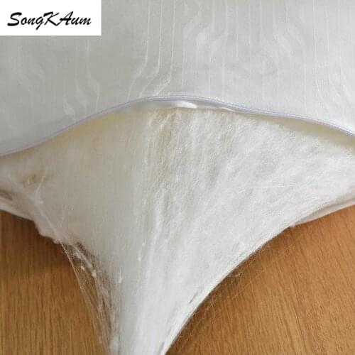 SongKAum health care 100% Mulberry Silk pillow for five-star hotels Solid simple pillows 100% Cotton Satin Cover Neck guard