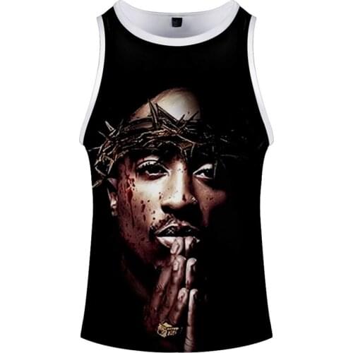 Tupac Amaru Shakur casual tank top men hip hop Gangsta Rapper Tupac summer vest Harajuku Bodybuilding tank Tops sleeveless shirt