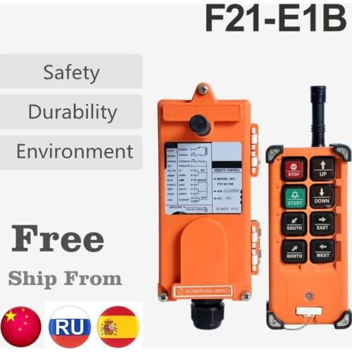 Free Ship Industrial Wireless Single Speed 8 Buttons F21-E1B Hoist Remote Control (1 Transmitter+1 Receiver) for Crane