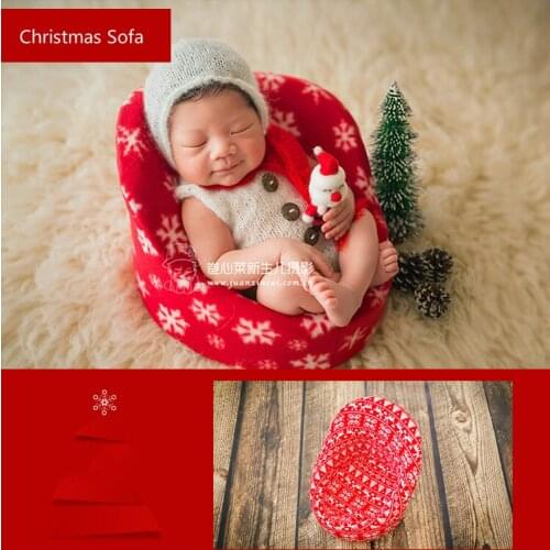 Christmas newborn baby sofa red infant seat baby shooting studio photography props Festival theme shooting