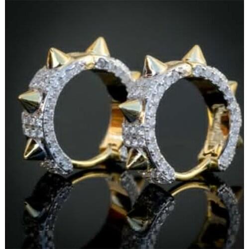 Personality Punk Men Women Hoop Earring Fashion Iced Out Zircon Rivet Hoop Earrings Unisex Hip Hop Earrings Rock Hip Hop Jewelry