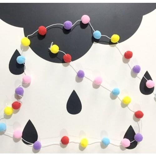 Handmade Hair Ball Strings Decoration Pillow Toys Baby Wall Hanging Photography Props Kids Tent Room Decor Accessory