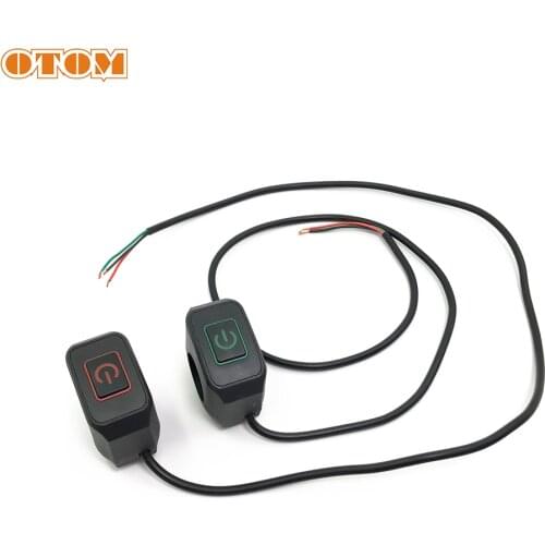 OTOM Universal Motorcycle With Indicator Light Waterproof Push-Button On-Off Switch 12V Pit Bike Handlebar Control Single Switch