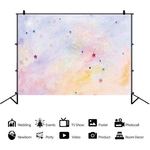 Glittering Stars Decoration Baby Shower Backdrop Portrait Photography Birthday Supply Vinyl Background Banner Props