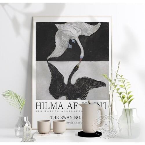Hilma Af Klint Exhibition Museum Poster Black And White Swan Vintage Wall Art Prints Swedish Af Klint Living Room Home Decor