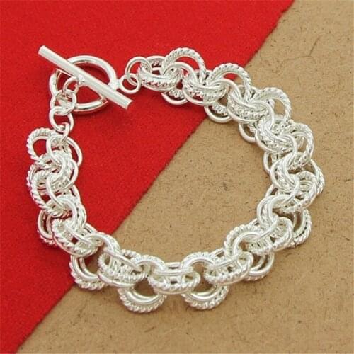 High Quality 925 Sterling Silver Bracelet 8 Inch TO Multi-Ring Interlocking Bracelet For Your Woman & MenS Jewelry Engagement G