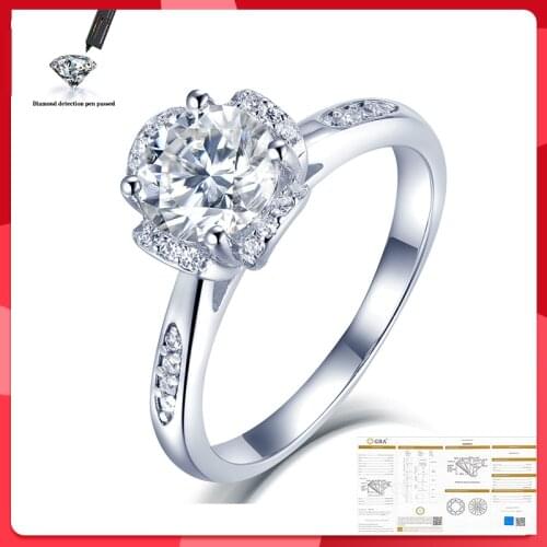 Twist Band GRA 100% Sterling Silver S925 Moissanite Engagement Ring for Women Wedding Anniversary Gift