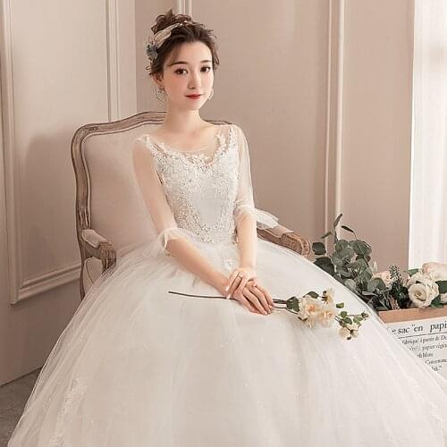 Wedding Dress Bride Dream Plus Size Simple Luxury Woman Wedding Dresses Bridal Ball Gowns Lace Up Dresses Embroidery Half Sleeve