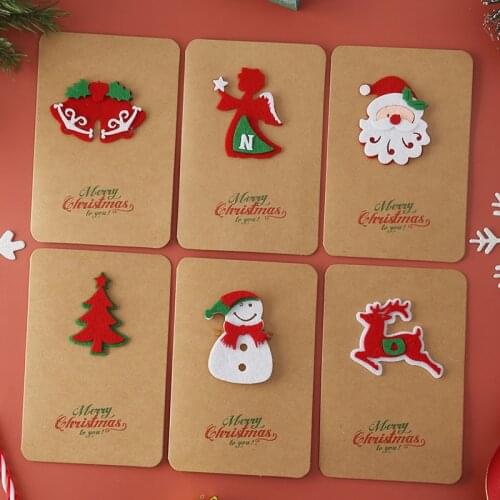 6pcs Creative Merry Christmas Small Greeting Cards Kids Mini Christmas Greeting Cards New Year Postcard Gift Card Xmas Party