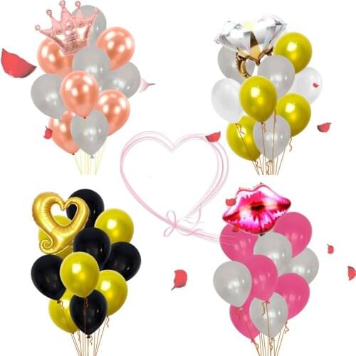 11pcs/lot Gold Silver Latex Balloons Happy Valentine‘’s Day Balloon Decorations Kids Inflatable Wedding Air Baby Shower Ballon