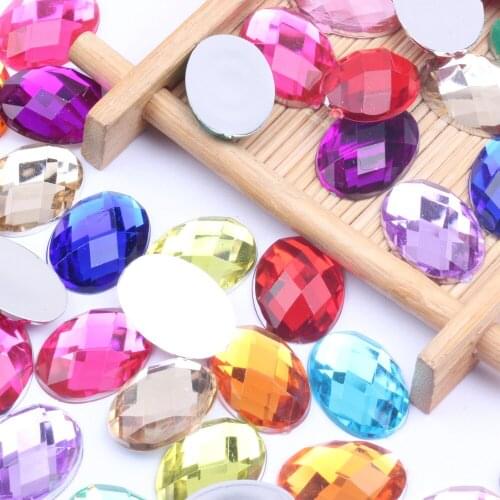 200/500pcs 13x18mm Oval Shape Earth Facets Acrylic Rhinestones Flatback Many Colors Glue On Beads DIY Jewelry Nails Art Supplies