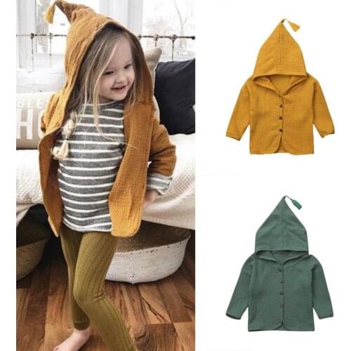 2018 Autumn Toddler Kids Baby Boy Girl Cotton Long Sleeve Hooded Tops Outerwear Coat Clothes Size 2-6T
