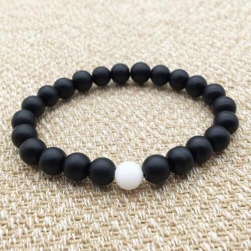 2019 Classic Solid Color Pumice Stones Bracelet black Matte Beads Bracelets For Women Men Simple Buddha Jewelry Pulseras