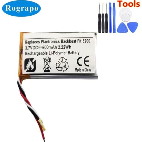 New Battery For Plantronics Backbeat Fit 3200 Accumulator 3.7V 600mAh Full Replacement Batterie 2-wire +tools