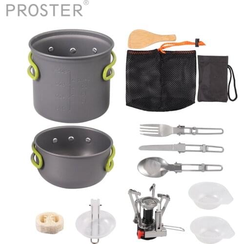 PROSTER Portable Picnic Bowl Pot Stove Set Outdoor Camping Hiking Cookware Cooking Backpacking Lunch Cooker Tool Aluminium Alloy