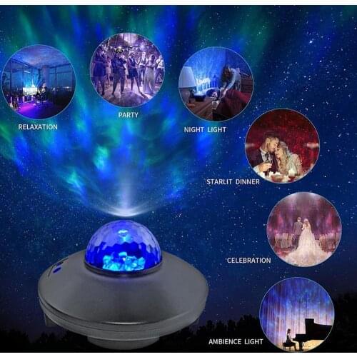 Colorful Starry Sky Projector Lamp Blueteeth Voice Control LED Night Light Music Player Ocean Waving Romantic Projection Lamp
