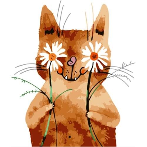DIY Digital Painting By Numbers holding a cat oil painting mural Kits Coloring Wall Art Picture Gift frameless
