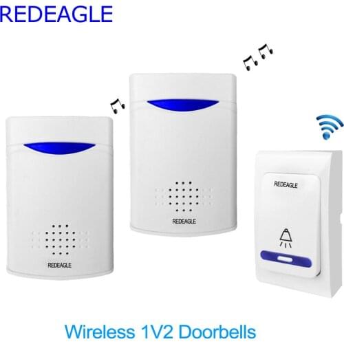 REDEAGLE Home Wireless Doorbell 38 Tunes Chimes Digital Remote Control Door Bell LED Receiver V006B2