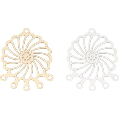 DoreenBeads Fashion Iron Based Alloy Filigree Stamping Connectors Flower Silver Color Gold Jewelry DIY Charms 28 x 23mm, 10 PCs