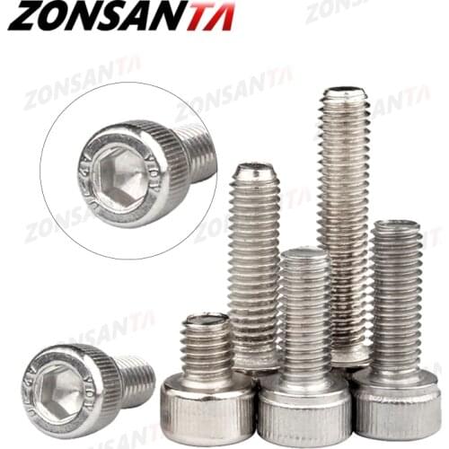 ZONSANTA Hexagon Hex Socket Cap Head Bolt M1.4 M1.6 M2 M2.5 M3 M4 M5 M6 M8 304 Stainless Steel DIN912 Allen Socket Head Screw