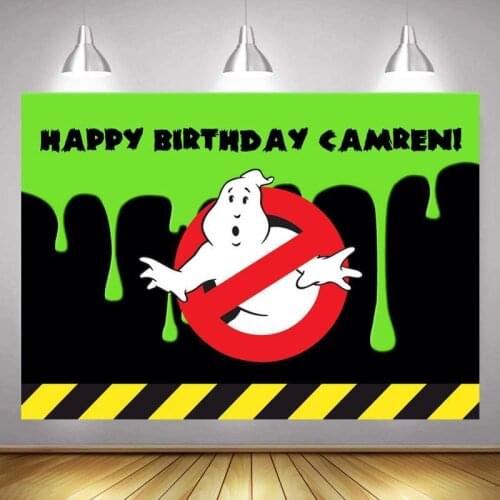 Customized Ghostbusters Photo Backdrop Kids Happy Birthday Party Decoration Photography Backgrounds Photocall Banner