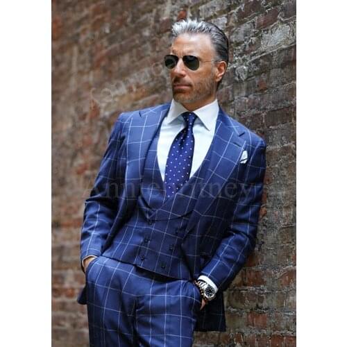 Classic Business Striped 3 Pieces Suit Sets Men Latest Coat Pant Design Autumn Fashion Solid Slim Fit Custom Made Wedding Dress