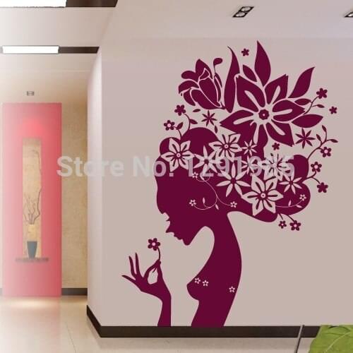 Pretty Butterfly Flower Fairy Girl Removable PVC Wall Sticker Home Decor Decals custom made home decoration fashion