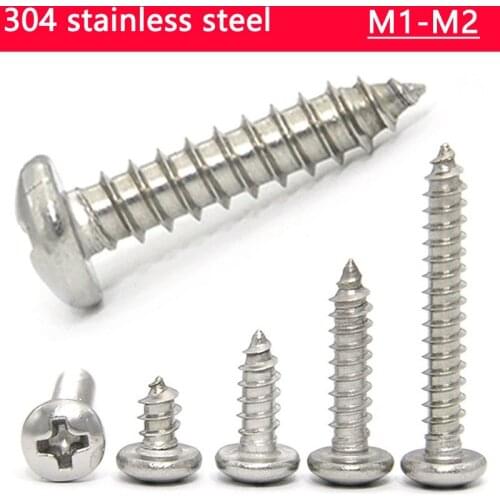 M1 M1.2 M1.4 M1.6 M1.7 M2304 Stainless Steel Cross Phillips Pan Round Head Self Tapping Furniture Micro Small Screws Wood Screw