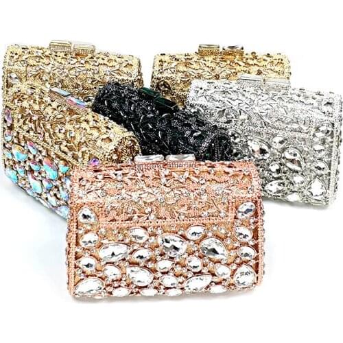 Fashion women evening party handbag big diamonds purses luxury crystal clutches bridal wedding party hollow out purses bag
