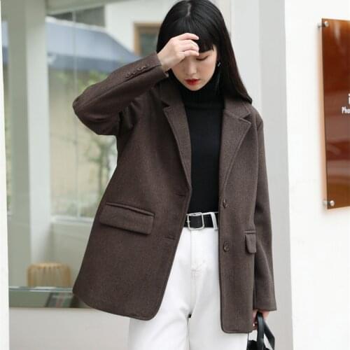 Fashion Autumn And Winter Women Casual Woollen Blazers and Jackets Work Office Lady Suit Business Female Blazer Coat