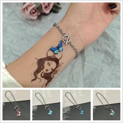 New Fashion Bracelet For Women Pouplar Butterfly Bracelet Blue Red Yellow Colorful Pendant Bracelet Gift For Friend Wholesale