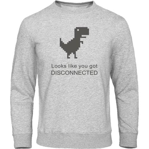 Looks like you got disconnected Print Hoodie Sweatshirt Mens Cartoon Internet Dinosaur Men Hoodies Autumn Pullover Streetwear