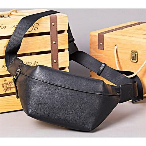 Man Chest Bags Cow Leather Leisure Crossbody Bag Multi Function Chest Waist Bag Mens Handbag Male Crossbody Bag Chest Bag