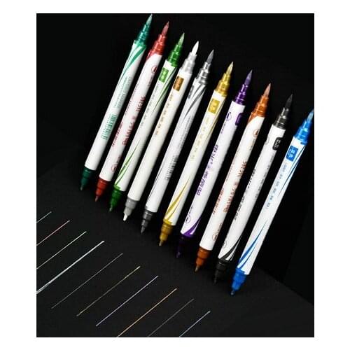10 Colors Dual Tip Brush Marker Set Metallic Art Markers Glitter Graffiti Caligraphy Pen For Drawing DIY Album Greeting Cards