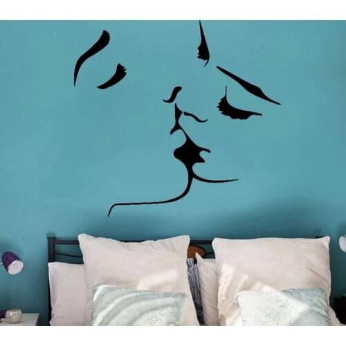 Kiss Wall Stickers For Bedroom Home Decoration Romantic Lover Vinyl Wall Decals Decor Living Room Sofa Background Wall Y559