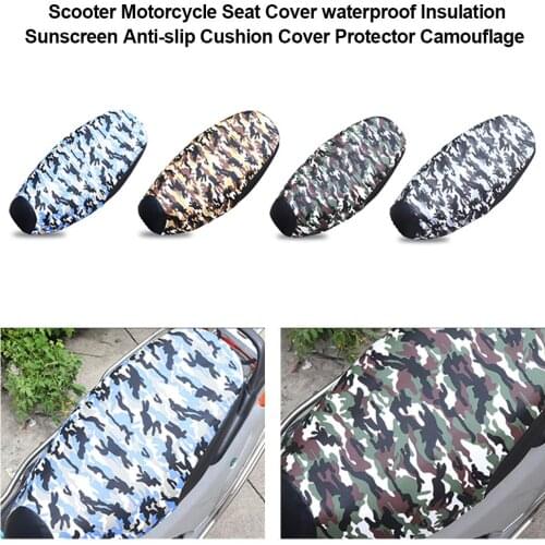 Motorcycle Seat Cushion Cover Waterproof Sunscreen Heat Protector Motorbike Scooter Seat Cover Camouflage Motorcycle Accessories