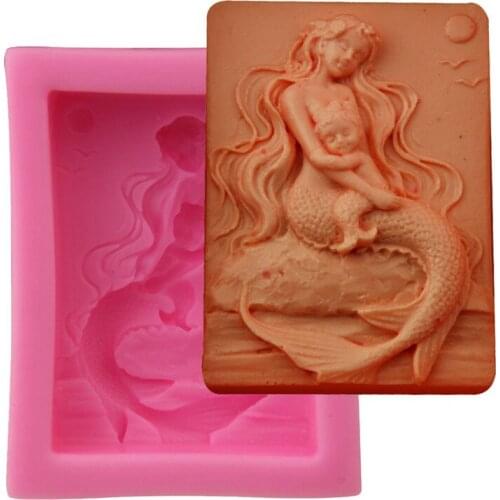 New mermaid baby mother love silicone mold soap mold fondant baking tools decoration tools