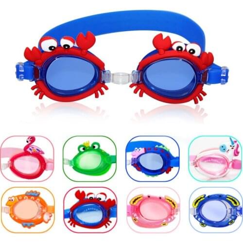Kids Swim Goggles Swimming Glasses Anti Fog UV Protection Sunglasses Children Training Mask Eyewear Cases Crab Bee Dolphin Frog