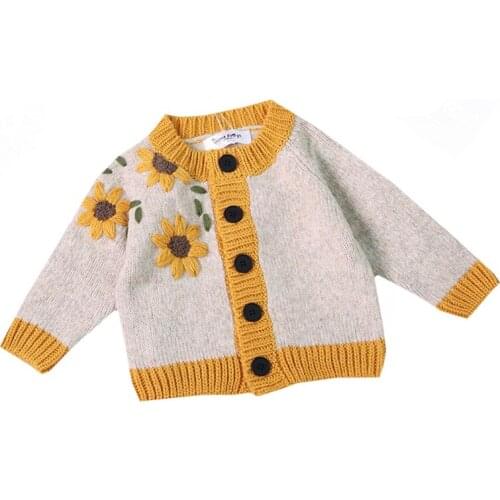 Autumn Winter Kids Knitting Clothes Baby Girl Jacket Coat Baby Girls Knitting Embroidery Cardigan Baby Girl Cardigan Sweater
