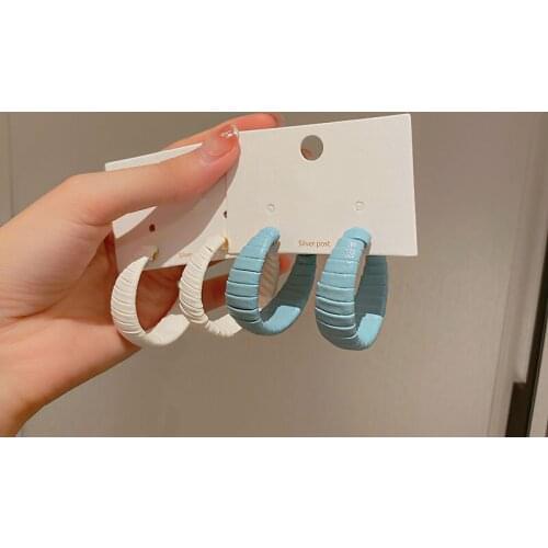 Colorful Geometric C-shaped Letter Candy color Hoop Earring Retro Transparent Resin Acrylic Earrings
