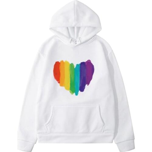 Harajuku Rainbow Heart Pride Lgbt Gay Lesbian Hoodies Streetwear Men/women Sweatshirt Autumn Winter Unisex Pullover Hoody