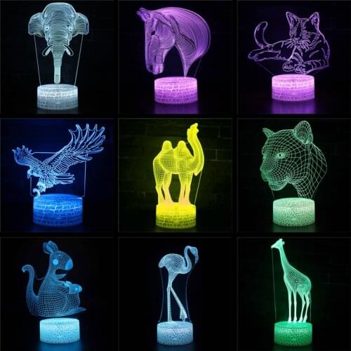 Air enclave 3D night light running in the water animal desktop decoration bedroom bedside table LED table lamp toy animationPVC