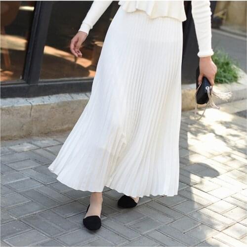 High Waist Skirts 10 Colors 2021 Spring Womens Fashion Pleated Midi Long Skirt Female Korean Japanese Casual