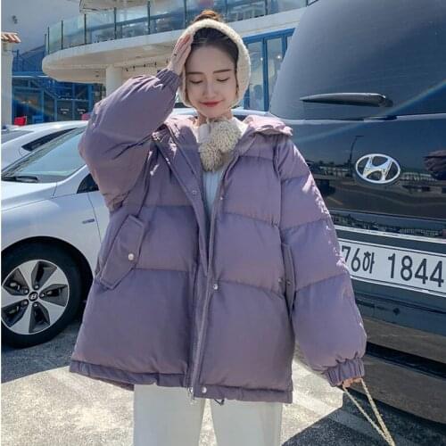 Women Fashion 7 Colors Winter Hooded Puffer Jacket Korean Female Loose Long Sleeve Coat Harajuku Warm Oversize Parkas